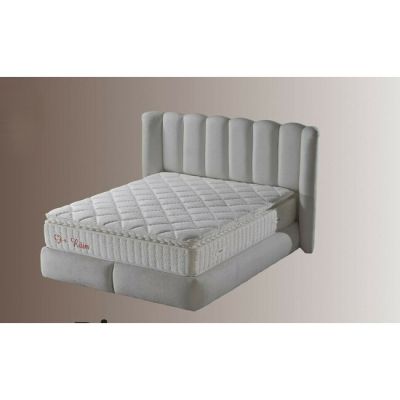 Pat tapițat cu Saltea Gratis, Disney 160x200 cm crem cu somieră rabatabilă, ladă depozitare