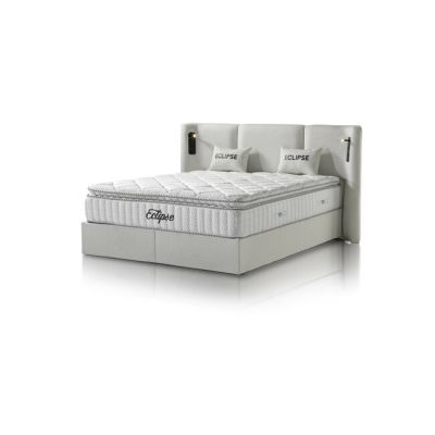 Pat tapițat cu Saltea Gratis, Eclipse 160x200 cm crem cu somieră rabatabilă, ladă depozitare