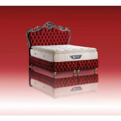 Pat tapițat cu Saltea Gratis, Regal Hugal 160x200 cm Rosu cu somieră rabatabilă, ladă depozitare