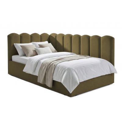 Pat Tapițat Princess de colț, cu somieră rabatabilă și ladă depozitare