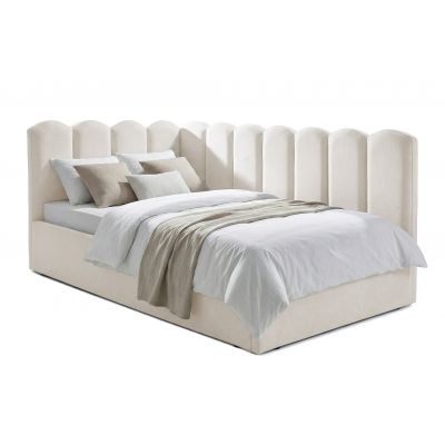 Pat Tapițat Princess de colț, cu somieră rabatabilă și ladă depozitare