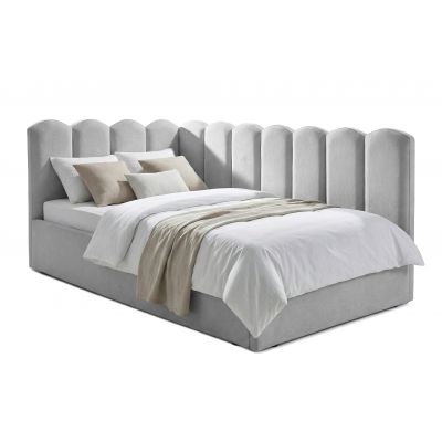 Pat Tapițat Princess de colț, cu somieră rabatabilă și ladă depozitare