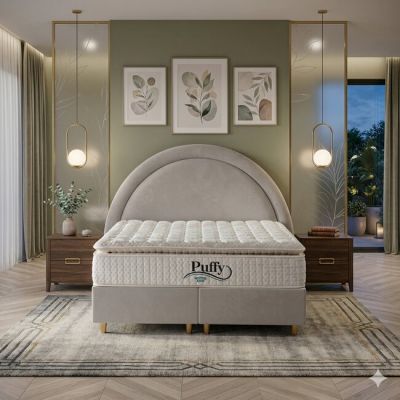 Pat tapițat + Saltea Gratis Lara, crem - 160x200 cm, cu somieră rabatabilă si ladă de depozitare