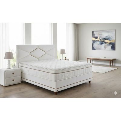 Pat Tapițat +Saltea gratis, PureCare, culoare personalizabila -160/200 cm, somieră metalică rabatabilă și ladă depozitare