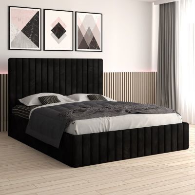 Pat tapitat Cairo 160x200 cm, Negru