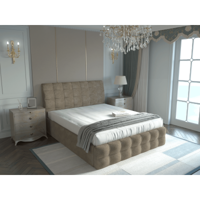 Pat tapitat Ela, 160x200 cm, Cappuccino