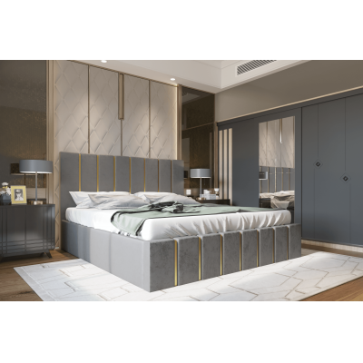 Pat tapitat Hugo 160x200 cm, Gri