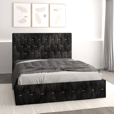 Pat tapitat Nova 140x200 cm, Negru