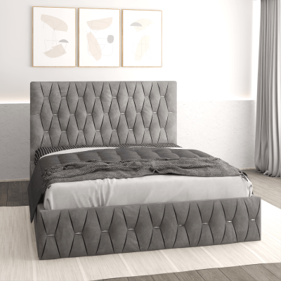 Pat tapitat Nova 180x200 cm, Gri