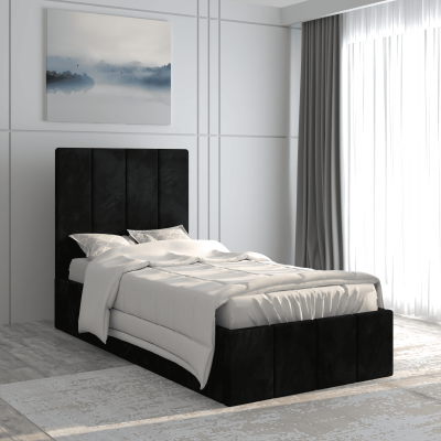 Pat tapitat Prado, 90x200 cm, Negru