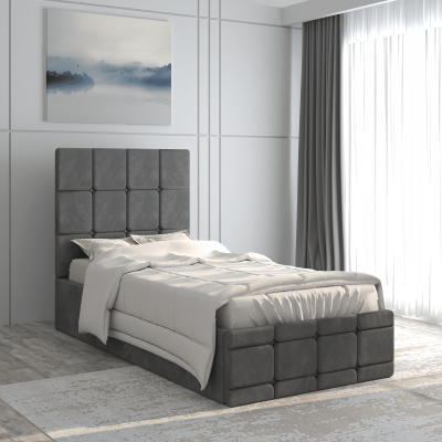 Pat tapitat Royal, 90x200 cm, Gri