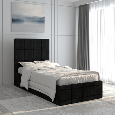 Pat tapitat Royal, 90x200 cm, Negru