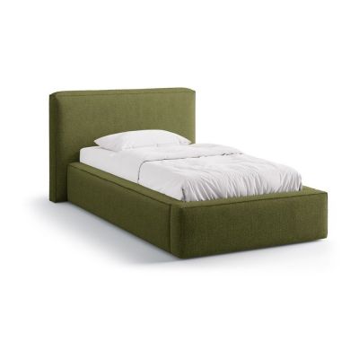 Pat verde tapițat cu spațiu de depozitare cu somieră 90x200 cm Jodie – Micadoni