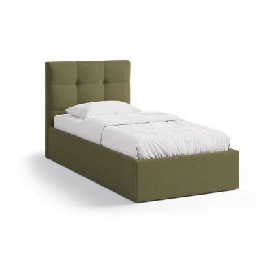 Pat verde tapițat cu spațiu de depozitare cu somieră 90x200 cm Phaedra – Micadoni