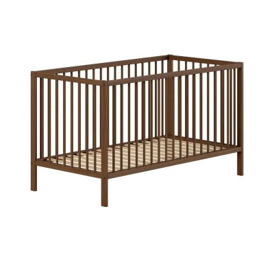 Pătuț maro din lemn de fag cu latură detașabilă/cu înălțime reglabilă 70x140 cm Dino – Vipack