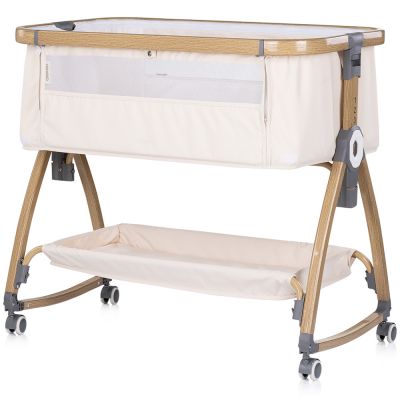 Patut co-sleeper Chipolino Charisma Cashmere Wood cu laterala culisanta si functie de leagan
