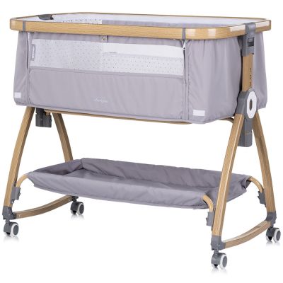 Patut co-sleeper Chipolino Charisma Platinum Wood cu laterala culisanta si functie de leagan