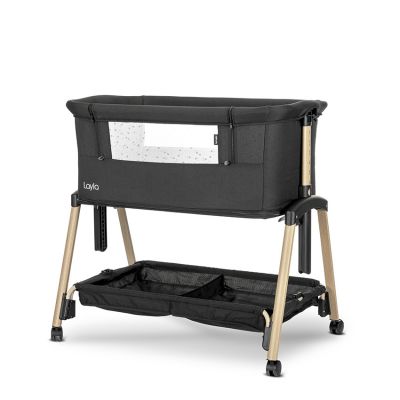 Patut pentru copii Lorelli Layla Black 2 in 1 Co Sleeper, cu latura pliabila, reglabil pe inaltime, sistem anti-reflux