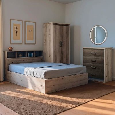 Set mobilier dormitor 3 buc Shade Castillo-toro 160x200 cm 80x40x95 cm 81x57x183 cm