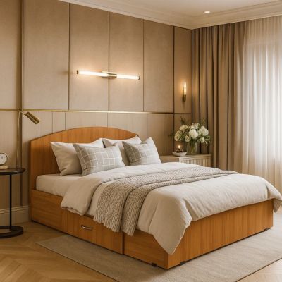 Set pat mijloc 160 + Saltea Bonnell cu Arcuri, Cires