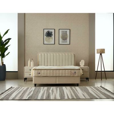 Set Pat Tapițat Marisa 160x200 cm, Saltea Inclusă, Somieră Rabatabilă și Ladă Depozitare, Culori Personalizabile