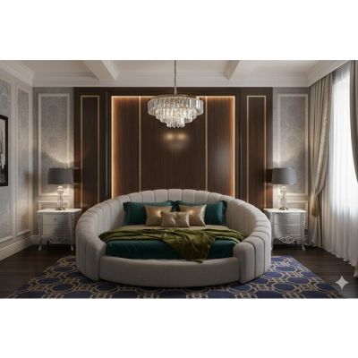 Set pat tapițat rotund Napa 220x220 cm crem