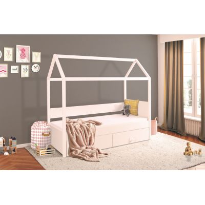 Pat din lemn de pin si pal cu 2 sertare, pentru copii tip casuta Ofelia, 200 x 90 cm Pat din lemn de pin si pal cu 2 sertare, pentru copii tip casuta Ofelia, 200 x 90 cm