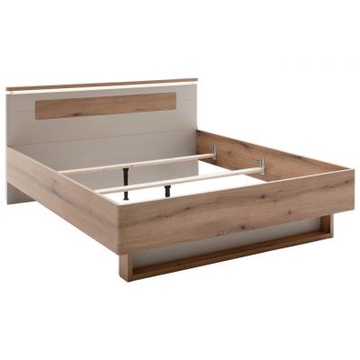 Pat, 180/200 cm, culoare lemn stejar, cașmir