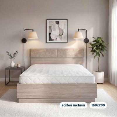 Pat AMBRO cu saltea inclusa 160x200, Oak