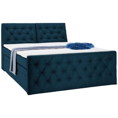 Pat Boxspring, 180/200 cm, albastru închis