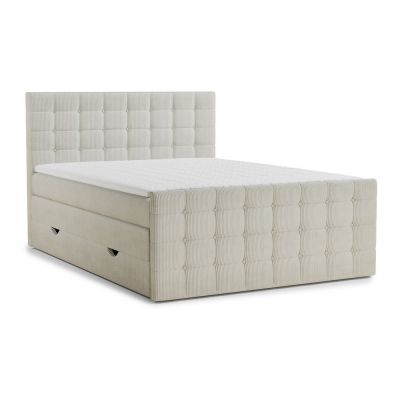 Pat boxspring crem cu spaÈu009Biu de depozitare 160x200 cm Tasca âu0080Maison de RÃªve