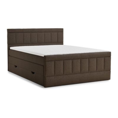 Pat boxspring maro cu spaÈu009Biu de depozitare 200x200 cm Caya âu0080Maison de RÃªve