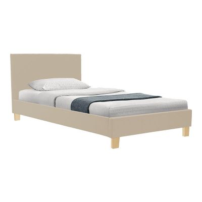 Pat cu depozitare Nevil & Lemn, 100x200 cm, Ecru/Natural