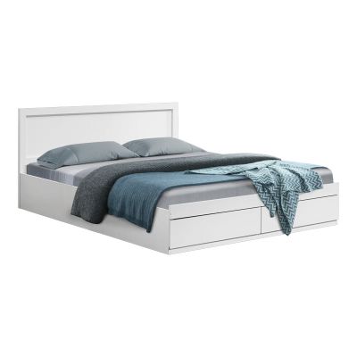 Pat cu sertar Olympus, Lemn, 150x200 cm, Alb