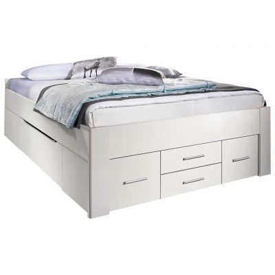 Pat Cu Spațiu De Depozitare, 140/200 cm, alb