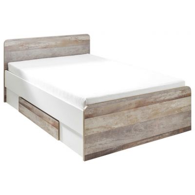 Pat Cu Spațiu De Depozitare, 140/200 cm, maro, gri, alb