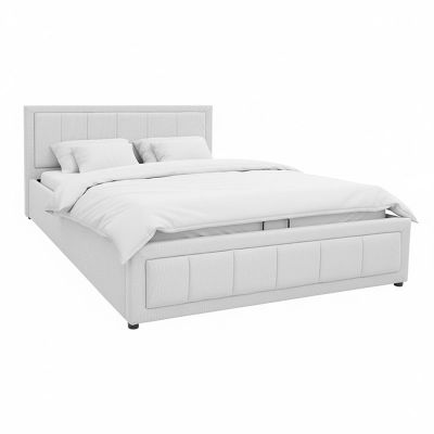 Pat cu spatiu de depozitare Huga, Gri, 160x200 cm