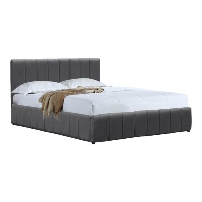 Pat cu spatiu de depozitare Snuggle, Catifea, Antracit, 160x200 cm