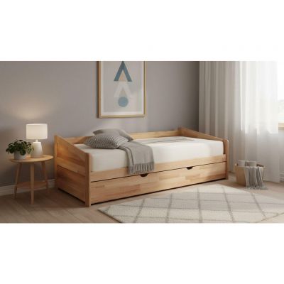 Pat Extensibil, 90/200 cm, culoare lemn fag