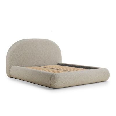 Pat matrimonial bej tapiÈu009Bat cu spaÈu009Biu de depozitare cu somierÄ160x200 cm Maumere âu0080Maison de RÃªve