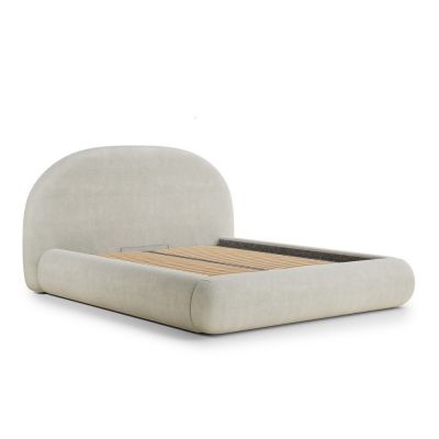 Pat matrimonial crem tapiÈu009Bat cu spaÈu009Biu de depozitare cu somierÄ160x200 cm Maumere âu0080Maison de RÃªve