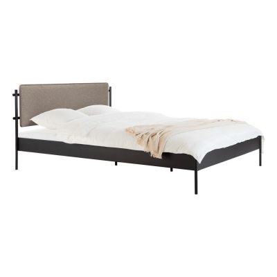 Pat matrimonial negru tapițat din oțel cu somieră 160x200 cm Eton Basic – noo.ma