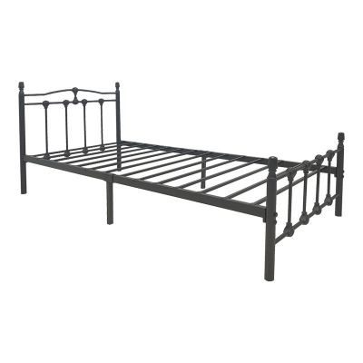 Pat metalic cu functie Wotso, metal, Negru, 90x190 cm