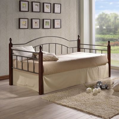 Pat Nika lemn culoare nuc metal negru 100x200x96 cm