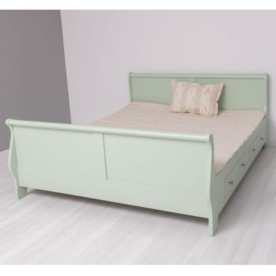 Pat Royal cu 2 sertare - 140x200 cm - din lemn masiv de brad Baby blue