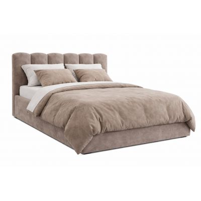 Pat Tapițat PRINCESS, cu somieră rabatabilă și ladă de depozitare, 160x200 cm, Grej Antilopă - Outlet