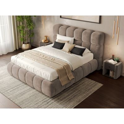 Pat Tapitat Espera tip bubble cu somiera fixa Cappuccino - Velluto 29 160x200