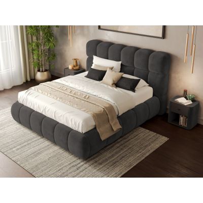 Pat Tapitat Espera tip bubble cu somiera fixa Gri Inchis - Velluto 19 180x200