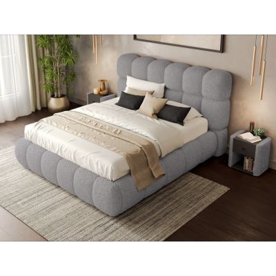 Pat Tapitat Espera tip bubble cu somiera fixa Gri - Rolf 6 140x200