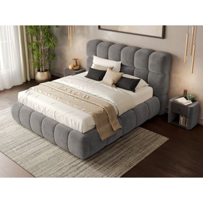 Pat Tapitat Espera tip bubble cu somiera fixa Gri - Velluto 16 160x200